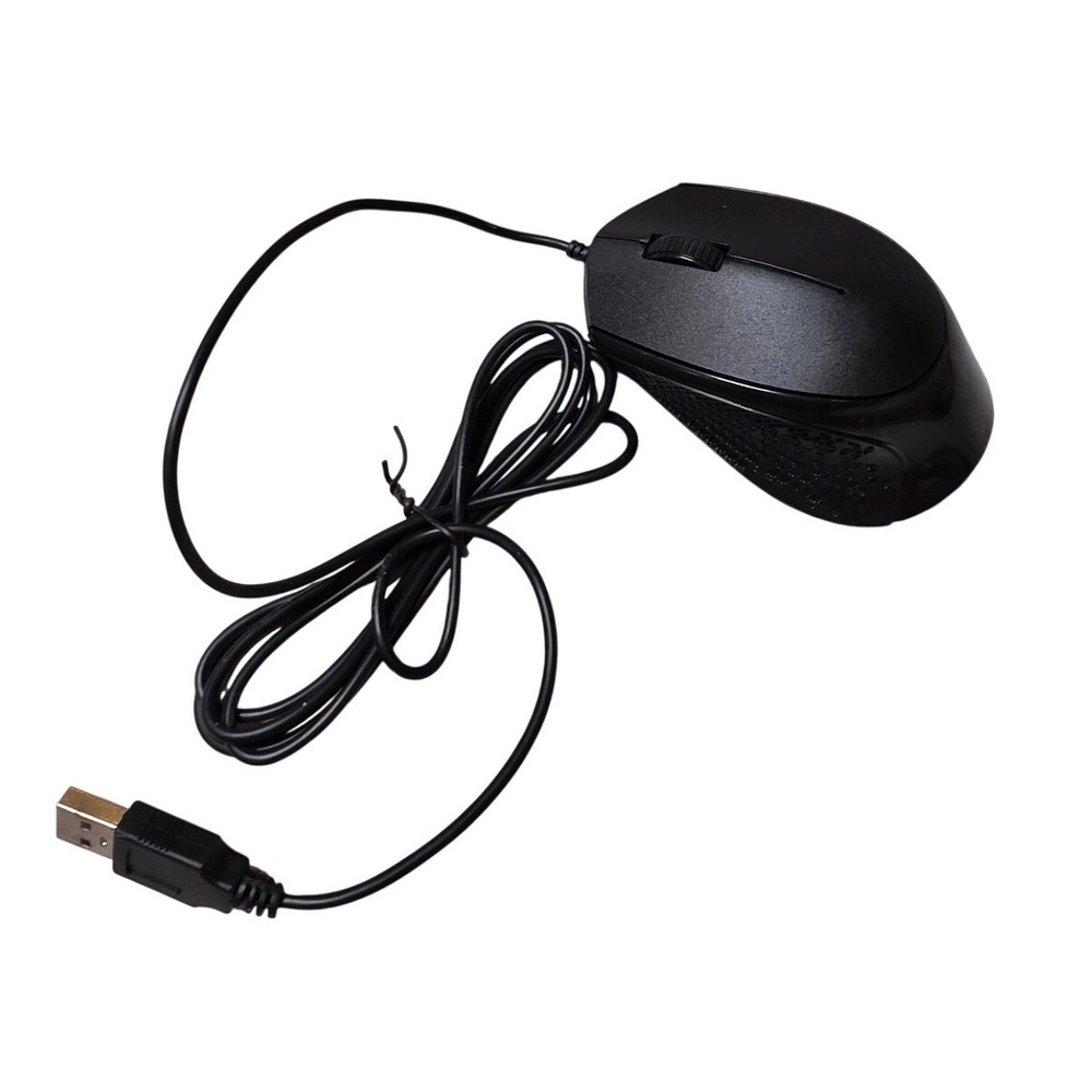 Black Wired Optical USB Computer Mouse Ergonomic Textured Grip MO-205U F3‎